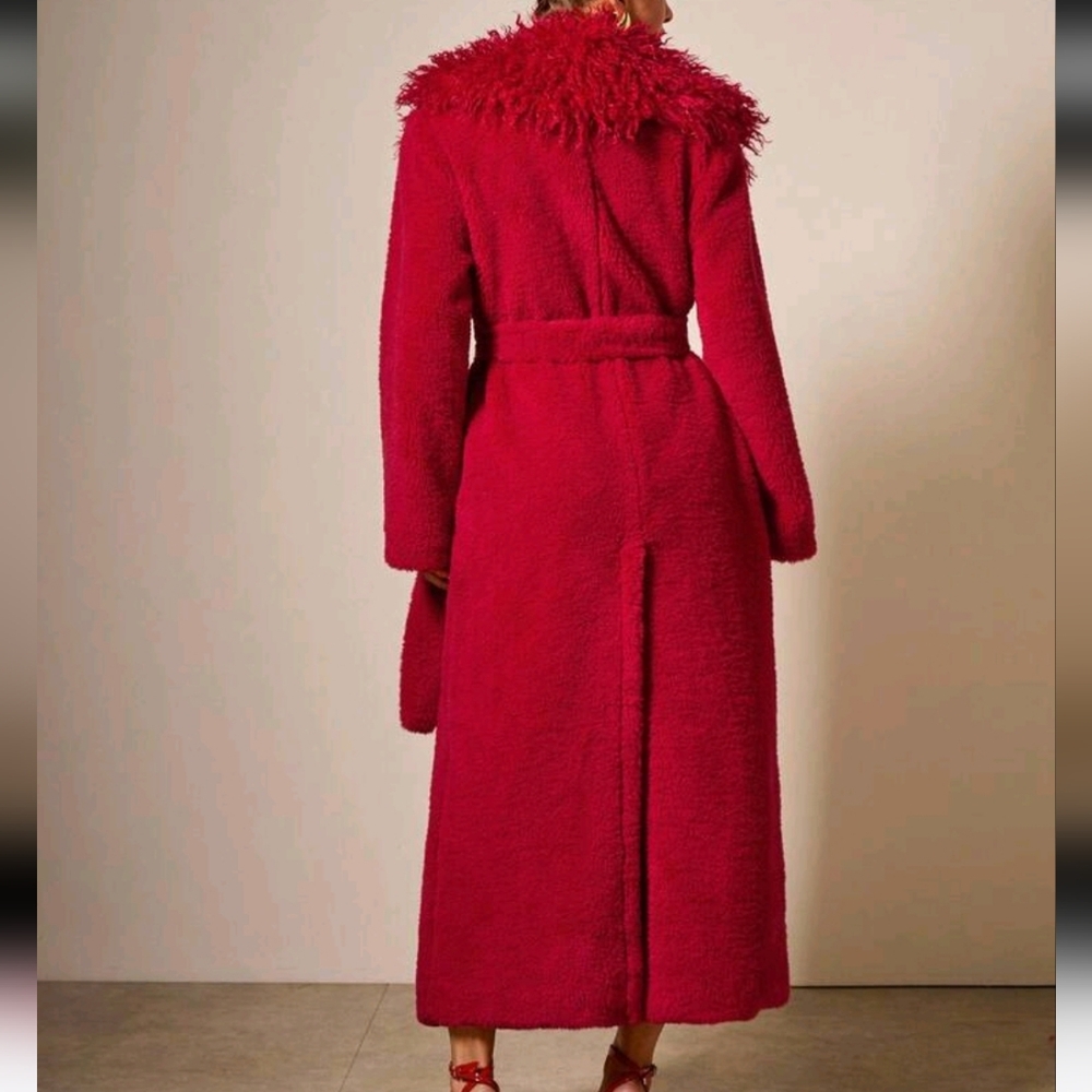 Women's Casual Solid Color Thick Warm Long Sleeve Faux Fur Jacket,Autumn - Picture 3 of 4